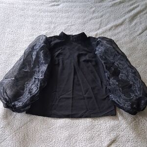 ASOS Elegant Black Blouse with Sheer Sleeves